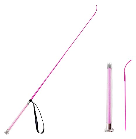Pig Show Whip 39inch Training Livestock Stick with Wristband Comfortable Gel Handle Pig Whip for Showing Horse Dressage Whip 100cm (Pink)