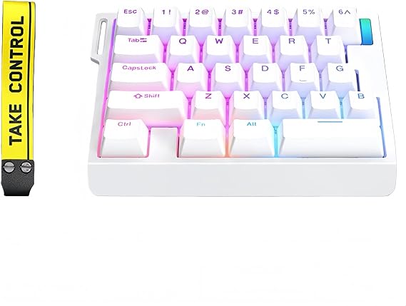 FKZ HE30 Rapid Trigger Gaming Keyboard,One Handed Hall Effect Magnetic Switch Keyboard Hot Swap Custom RGB Mini Wired Macro Mechanical Keypad with Fast Adjustable Actuation,8K Hz Polling Rate (White)