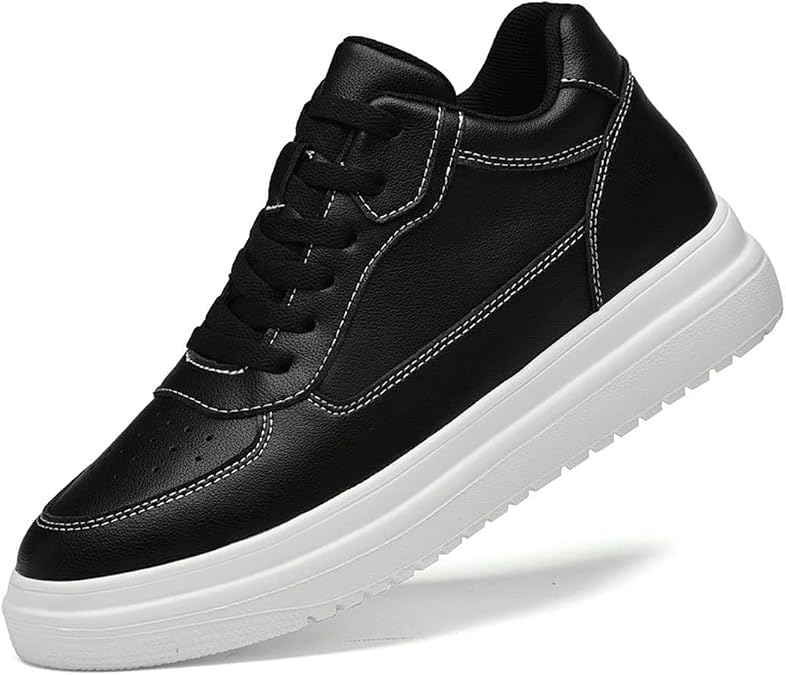 VIBLiSS Men's Elevator Shoes, Casual Invisible Height Increasing Shoes Leather Breathable Walking Trainers