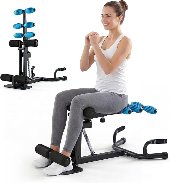 OLIXIS Deep Squat Machine for Women, Adjustable Glutes & Leg Exercise | 300 lbs Weight Capacity All-in-One squat Trainer with Push Up Handles, Compact Home Gym Workout Machine, Black & Blue