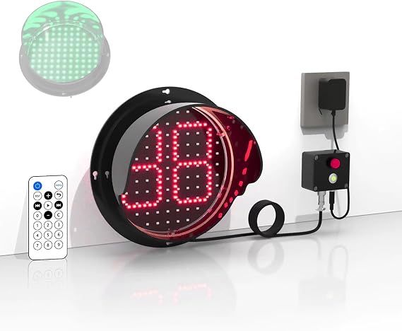 Traffic Light Traffic Light with Remote Control Industrial LED Traffic Light 200mm Red and Green Signal Light Single Color Countdown Red/Green Stop and Go Light for Wall Industrial Signal Light with