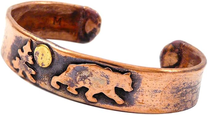 American Made Rustic Copper Cuff Bracelet Bear