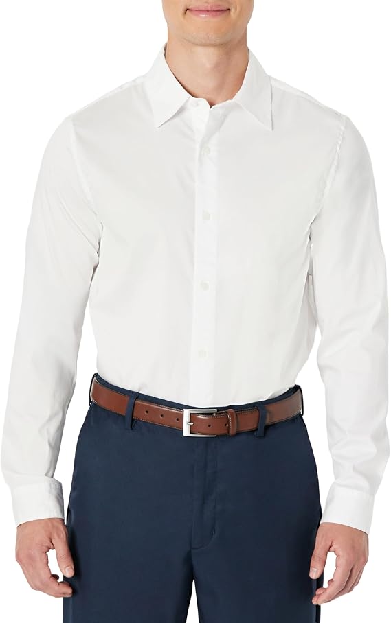 Amazon Essentials Men's Slim Fit Long Sleeve Wrinkle Resistant Stretch Dress Shirt