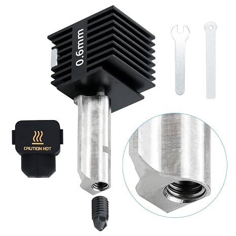 スピードホットエンドA1ミニ押出ヘッドキットB 0.6mm硬化スチールノズルクロムメッキ真鍮加熱ブロックシリコンソックス統合構造 Bambu Lab A1/A1 Min 3Dプリンター専用