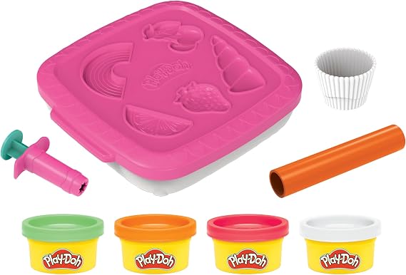Play-Doh Create n Go Cupcakes Playset, Set with Storage Container, Arts and Crafts Activities, Kids Toys for 3 Year Olds and Up