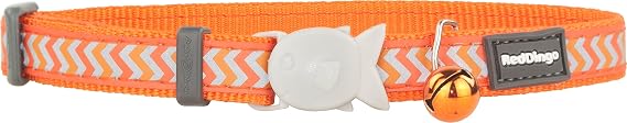 Red Dingo Reflective Ziggy Orange 12mm Cat Collar, Small