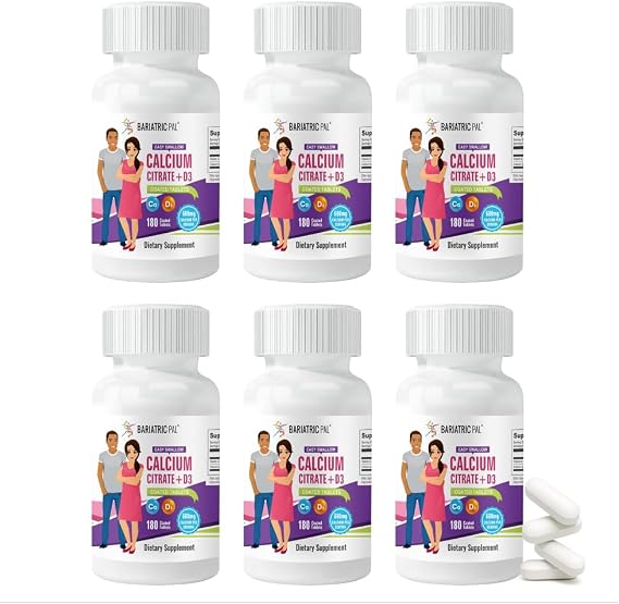 BariatricPal Easy Swallow Calcium Citrate (600mg) and D3 Coated Tablets (180-Day Supply)