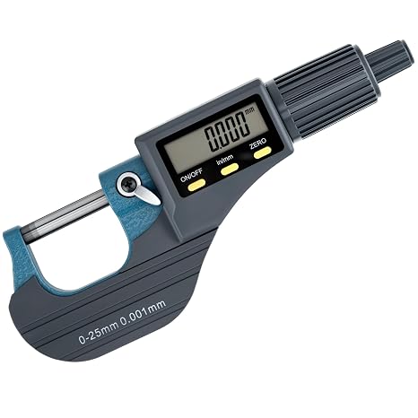 Mcbazel Digital Micrometer 0-25mm, Mcbazel Electronic Micrometer with 0.001mm Accuracy, Carbide Tips, Precision Micrometer with Inch/Metric Conversion, LCD Display Metric Diameter Caliper
