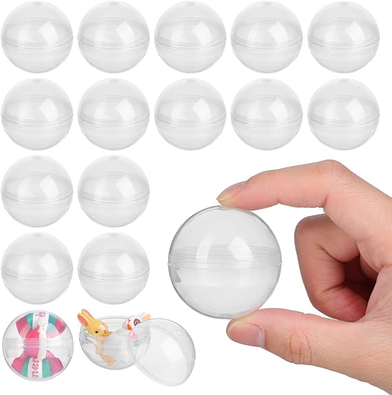Toyvian 100 Pcs Clear Plastic Fillable Balls 1.77 Inch Round Gambling Shell Toys for Vending Machines Party Favors Easter Classroom Prizes DIY Crafts