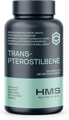 TransPterostilbene 200 mg High Bioavailability Antioxidant for Healthy Aging, Cellular, Brain & Heart Support Vegan, NonGMO, SoyFree, GlutenFree, 120 Capsules 120 Day Supply