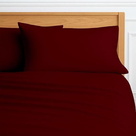 Way Fair 4 Piece Sheet Set Twin (39"x75") Size Burgundy Solid - 100% Egyptian Cotton, 600-Thread-Count Cooling Bed Sheets, 15 Inch Deep Pocket of Fitted Sheet, Twin Cotton Bed Sheets Set