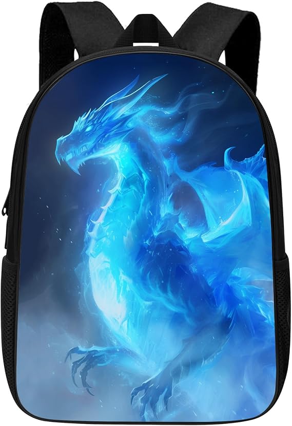 Dragon Backpack Cool Blue Ice Dragon Bookbag for Kids Girls Boys Teens, Monster Animal Water Resistant Back to School Gifts for Elementary Middle High Students, 17 InchTravel Laptop Daypack