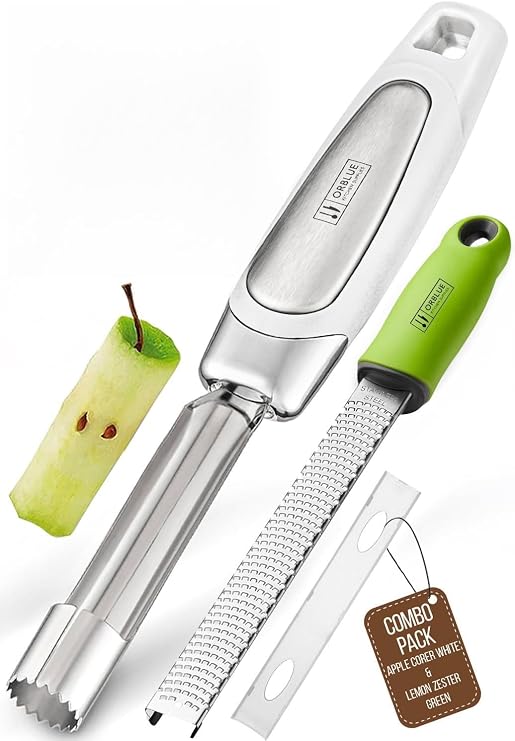 Orblue Premium Apple Corer Tool & Lemon Zester Bundle