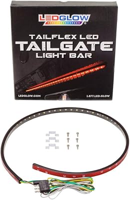 LEDGlow 36 Red TailFlex Tailgate LED Light Bar with White Reverse Lights for Jeep & SUVs - Brake, Running, Turn Signals & Hazard Lights - Flexible Waterproof Strip - Flat 4 Pin Connector