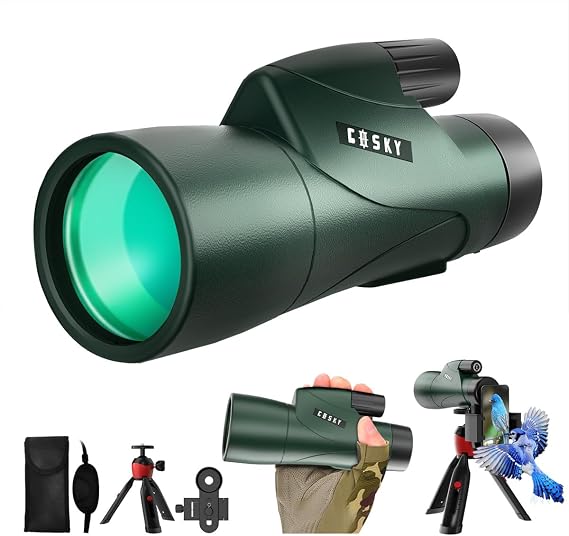 Gosky Monocular Telescope, Piper 12x55 High Definition Monocular for Adult with BAK4 Prism & FMC Lens, Lightweight Monocular Handy with Phone Adapter, Suitable for Bird Watching Camping Traveling