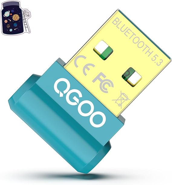 USB Bluetooth Adapter for PC - QGOO Bluetooth Dongle 5.3 EDR, Wireless Receiver for Desktop Computer Laptop Windows 8.1/10/11(green-075)