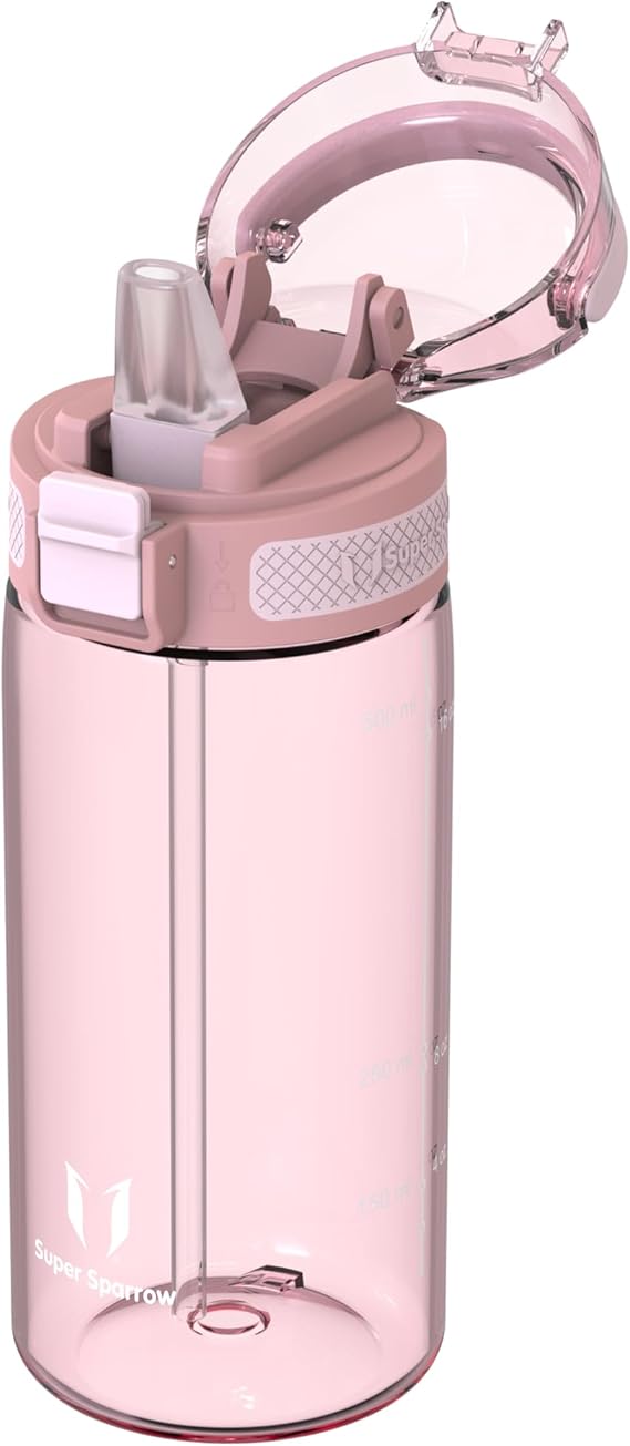 Sparrow Sport Water Bottle with Straw - Tritan Plastic Drinks Bottles