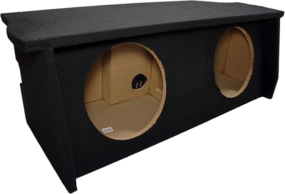 Fits 07-18 Jeep Wrangler 2-Door Dual 12" Subwoofer Box with Amp Rack - ASC | Shaped for JK cargo space, 12 inch sub enclosure holds 2 drivers, shelf for bass gear, deep low-end on trail, MDF build