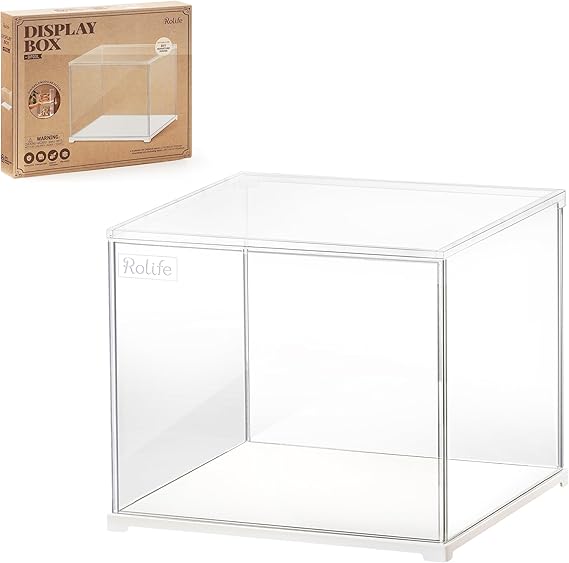 Rolife Acrylic Transparent Display Box, 10.63x8.66x8.86inch/27x22x22.5cm | 3 Min Easy Assemble, Precise Laser-cut, Dust Cover, Designed for DIY Miniature House Kit/3D Puzzle/Action Figures