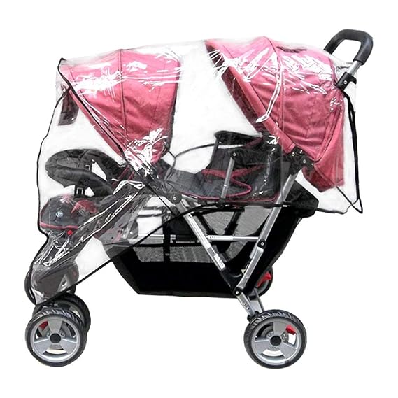 Weather Shield Double Popular for Swivel Wheel Stroller Universal Size Baby Rain Cover/Wind Shield Deal (Black)