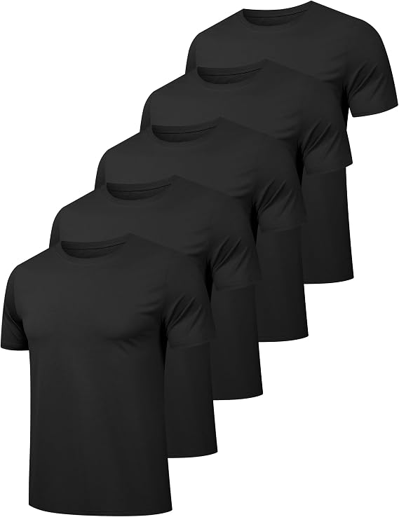 OYGSieg 5 Pack Mens Quick Dry T-Shirts Short Sleeve Crew Neck Workout Tops