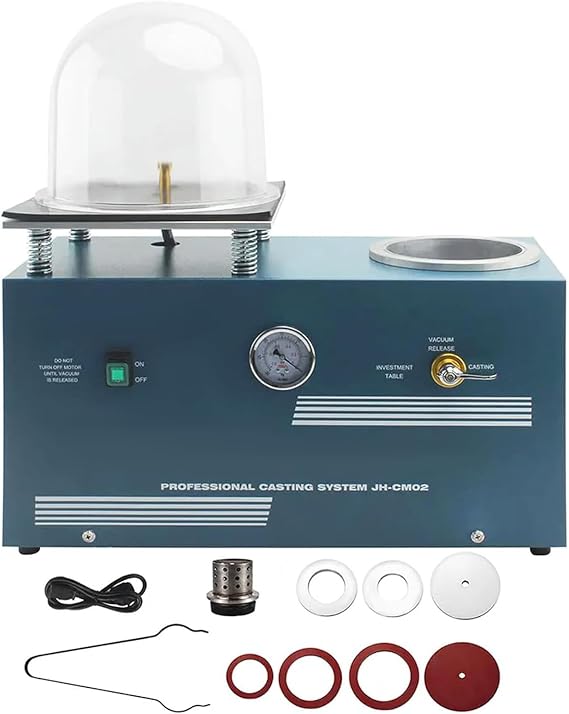 Vacuum Wax Injection Machine for Jewelry Casting, 3 CFM Vacuum Casting System with Bell Jar, 2L Lost Wax Casting Combination, 220V for High-Density Jewelry Making