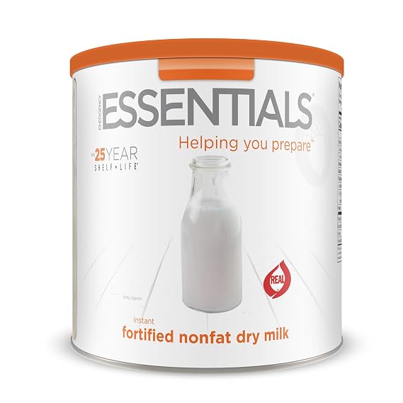 Emergency Essentials Fortified Instant Nonfat Dry Milk #10 Can, Freeze-Dried Instant Milk Powder, Emergency Bulk Food Cans, Long 20-Year Shelf Life