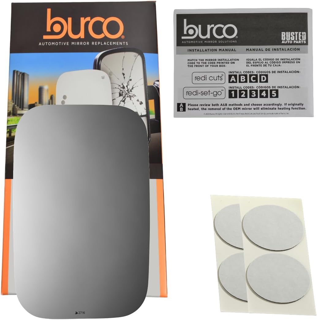 Burco 2716 Driver or Passenger Side Replacement Mirror Glass for 1993 LAND ROVER DEFENDER 110, 1993 LAND ROVER DEFENDER 90