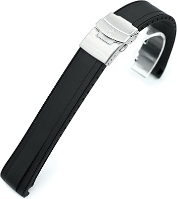 StrapXPro Black Rubber Watch Strap for Seiko Prospex Steelmaster SPB185 SPB187