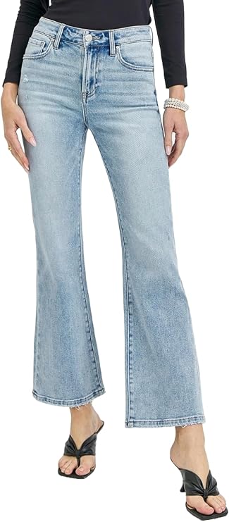 Risen Women's High Rise Ankle Flare Jeans