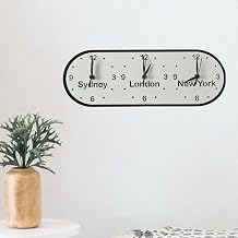 Super Cool Creations Bespoke Named Three Oval Time Zone Clocks & Desk Stand (Many Matt Colour Choices) 40cm x 15.5cm (Light Grey Matt Back/Moonlight White Matt Front)
