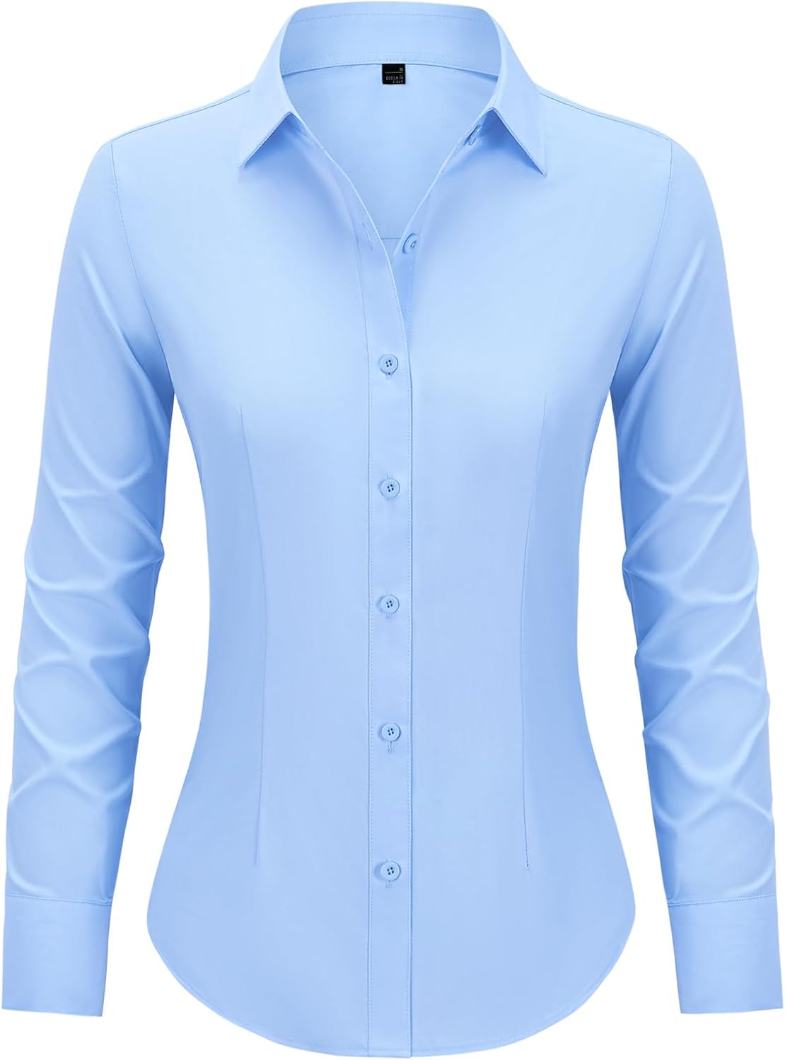 Button Down Shirts for Women Fitted Dress Shirt Wrinkle Free Collared Blouse Work Business Office Attire Fall Outfits
