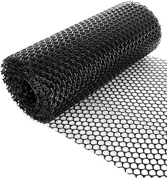 TORIS Plastic Chicken Wire Mesh Hexagonal Plastic Poultry Netting Extruded Plastic Chicken Wire Fence PVC Coated Plastic Poultry Netting 0.4m*4m=1.3ftX13.1ft, Black