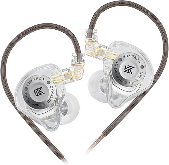 KZ EDX PRO X Wired Earbuds, Single Super-Linear Dynamic Driver HiFi in-Ear Monitor Earphones with 0.75mm 2Pin Detachable Cable, KZ IEM for Gaming Dj Singers(Clear No Mic)