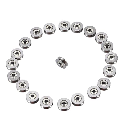 20 PCS Small Pulley, Small Bearings, V Groove Bearing, Double Shielded, for Rail Track Linear Motion System, Compatible with V623ZZ, 3x12x4 MM