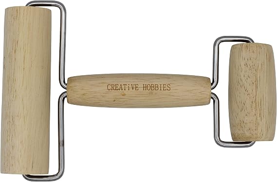 Creative Hobbies Hardwood Pony Roller - 2 in 1 Design Dual Roller Tool for Ceramic, Pottery Clay Working, Rhinestone Embroidery Diamond Painting, Craft Clay Roller, Wooden Roller