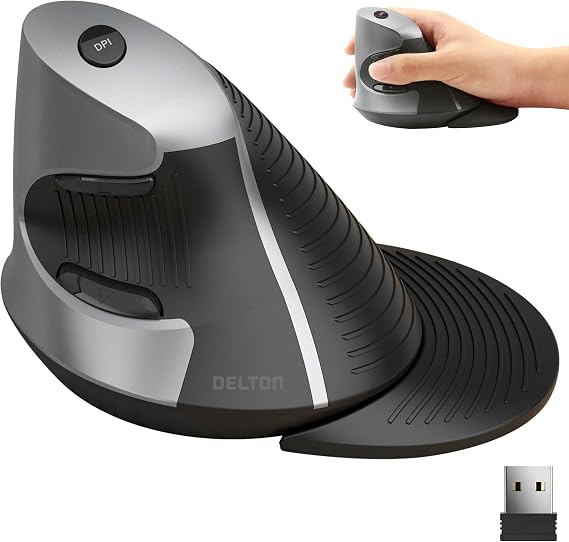 Delton S22 Vertical Wireless Mouse, Ergonomic Design, 2.4G USB Dongle
