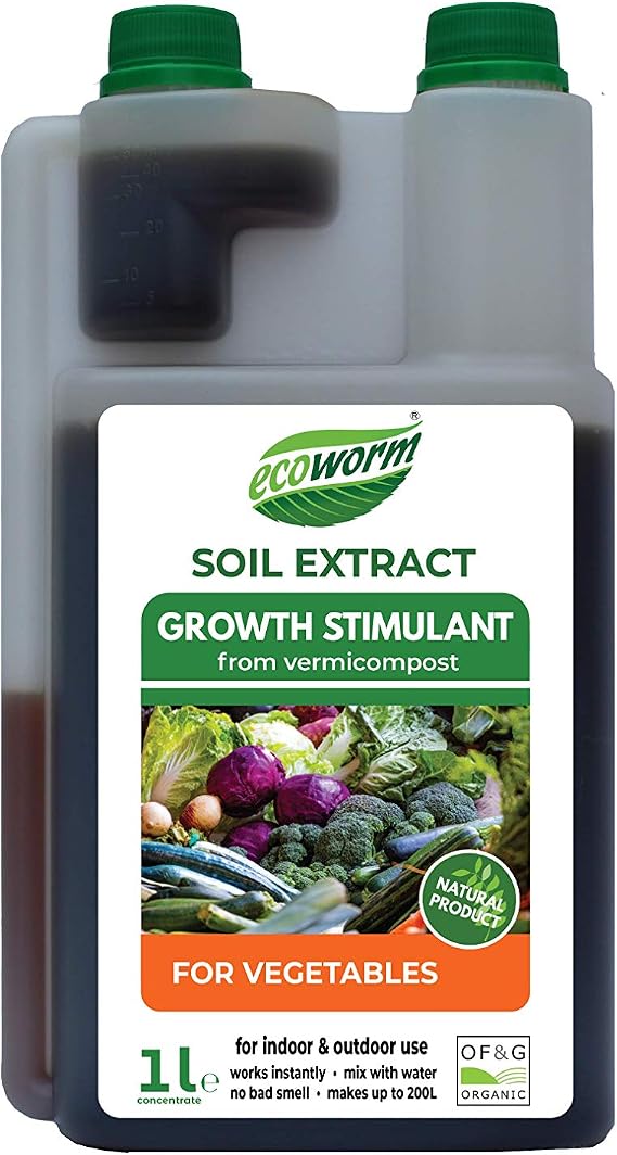 Ecoworm Soil Extract for Fruits & Vegetables – Organic Worm Castings Fertiliser & Soil Improver – Liquid Fruit & Veg Feed (High Potassium) 1 L