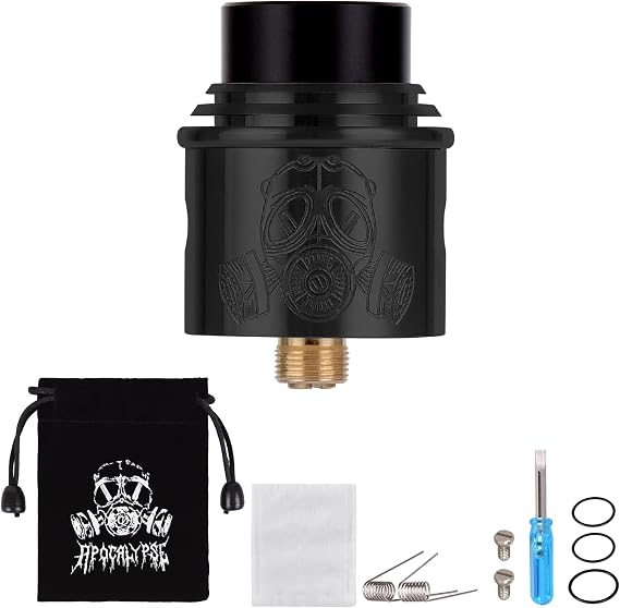 Wolfteeth RDA Clone Apocalypse Portable Bag Type | Rebuildable Dripping Atomizer Dual Coil | Adjustable Air Hole | Velvet Drawstring Bag (S/S in Black/Nicotine Free 121307)