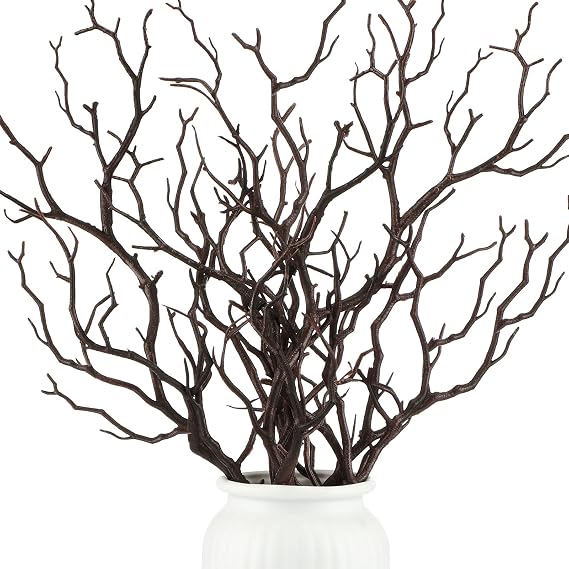 Geosar 10 Pieces Manzanita Branches for Vase, Faux Plastic,Dark Brown