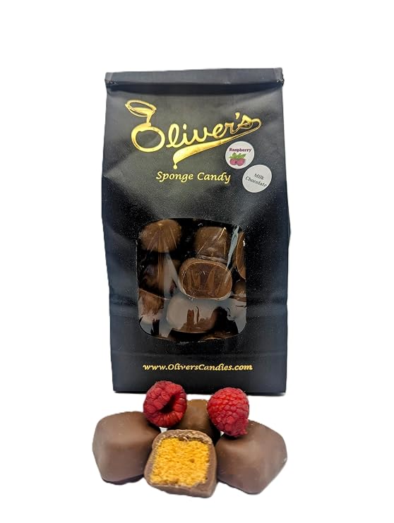 Oliver's Raspberry Sponge Candy - Milk Chocolate, 1 pound