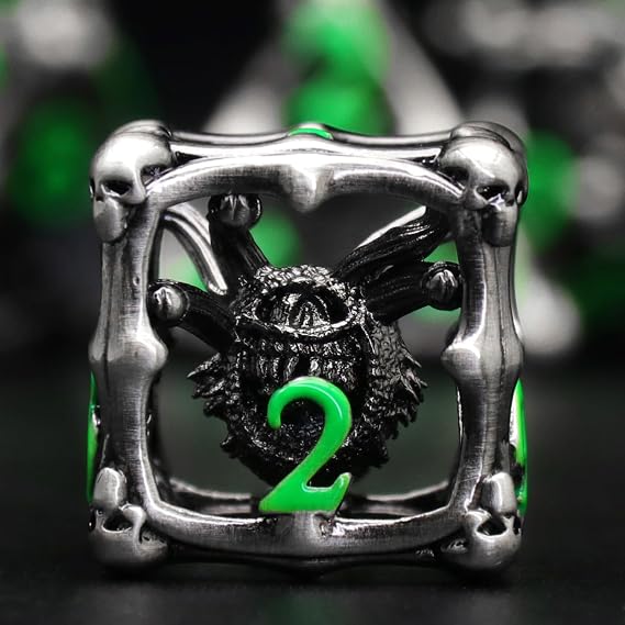 ZHOORQI DND Dice Set Beholder, Dragon Eye Polyhedral Die(Eye -Green Number)