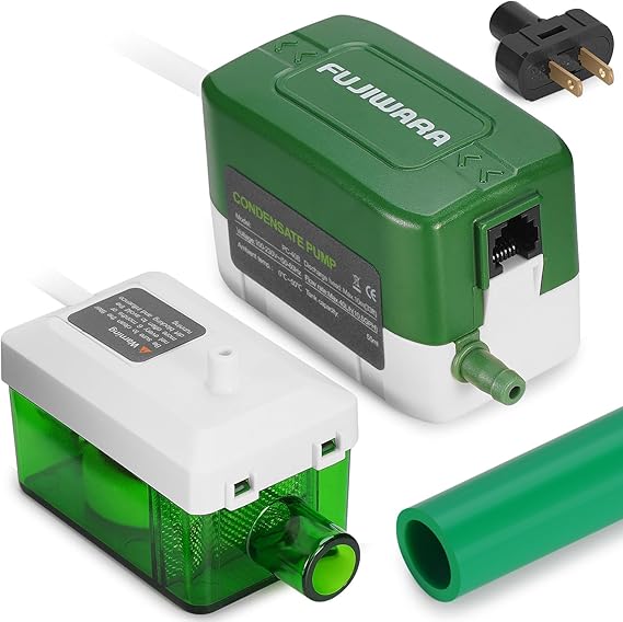 FUJIWARA Condensate Pump, Mini Split Automatic Condensation Drain Removal Quiet Pump,for HVAC,Air Conditioner,Dehumidifier,Furnance,Ice Maker,Suitable for A/C 1-3HP 2200W (FUJ24S)