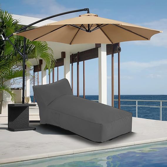 Patio Chaise Lounge Chair, Sunbed UV Resistant Sofa Couch Daybed, Dark Gray