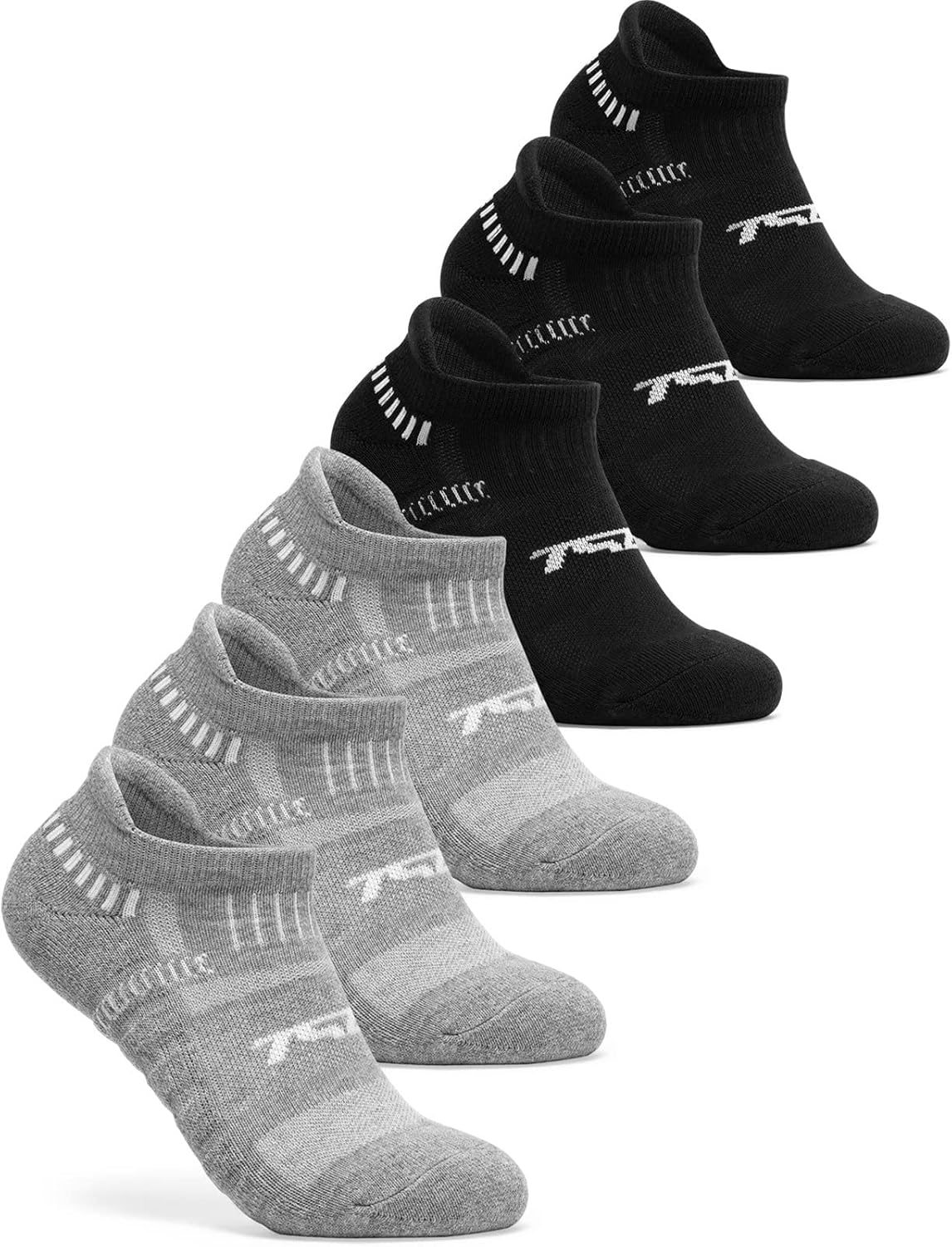 TSLA Mens Athletic Cushioned Comfort No ShowShort Crew Socks, Sport Running Socks with Mesh