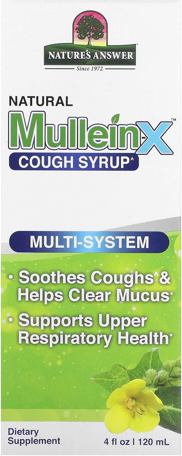 Nature's Answer Mullein-X Multi System Cough Syrup 4 Ounce | Soothes Coughs & Clears Mucus | Respiratory Support | Non GMO Gluten Free