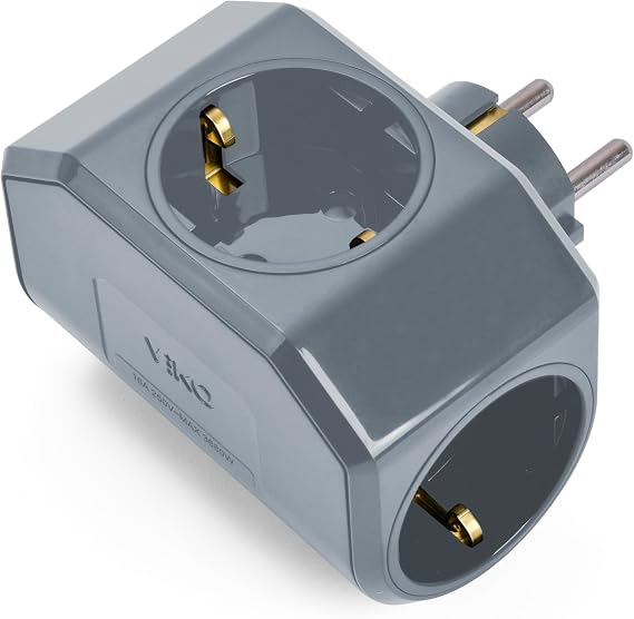 Viko Clover Plus Gray Triple Ground Socket Anti-Collision
