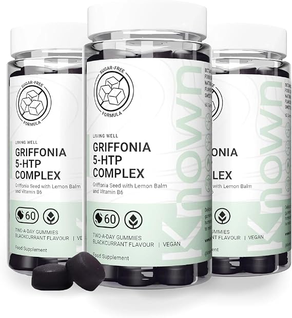 Griffonia 5-HTP Complex Gummies by Known – 90-Day Supply – Blackcurrant | With Vitamin B6 – Supports Normal Psychological Function – Brain Support Active