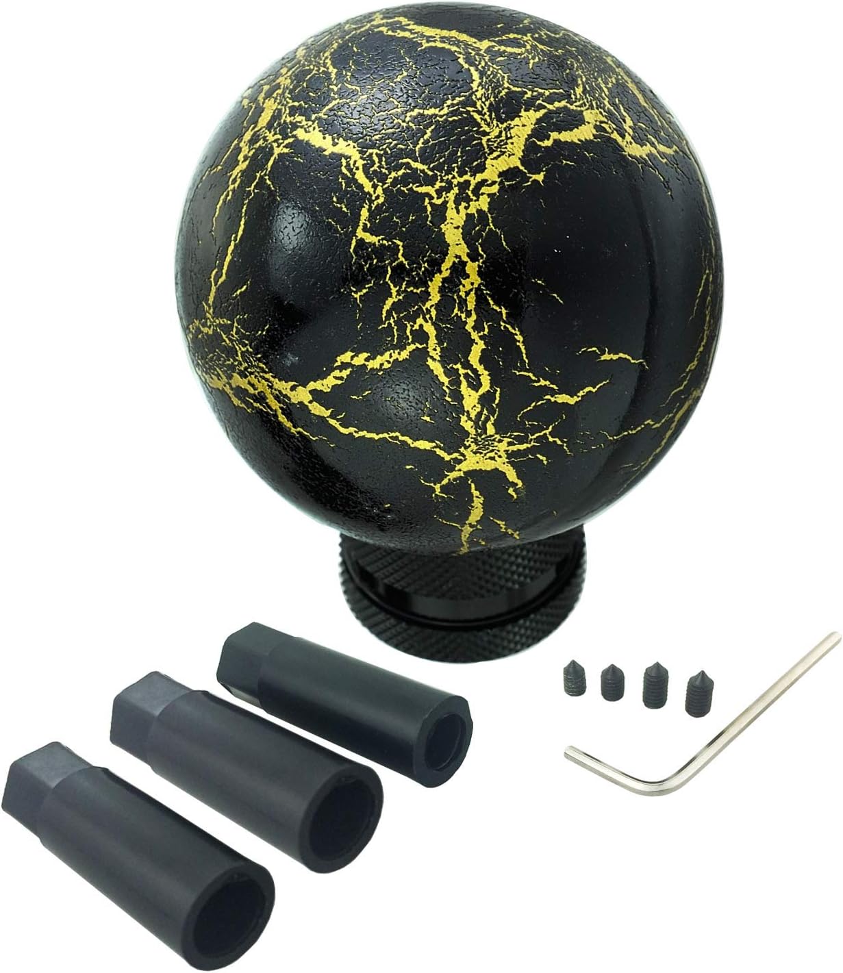 Car Racing Round Gear Shifter Grip Speed Handle Marble Ball Shape Stick Lever Shift Head Knob Fit Regular Auto Manual Transmissions, Black