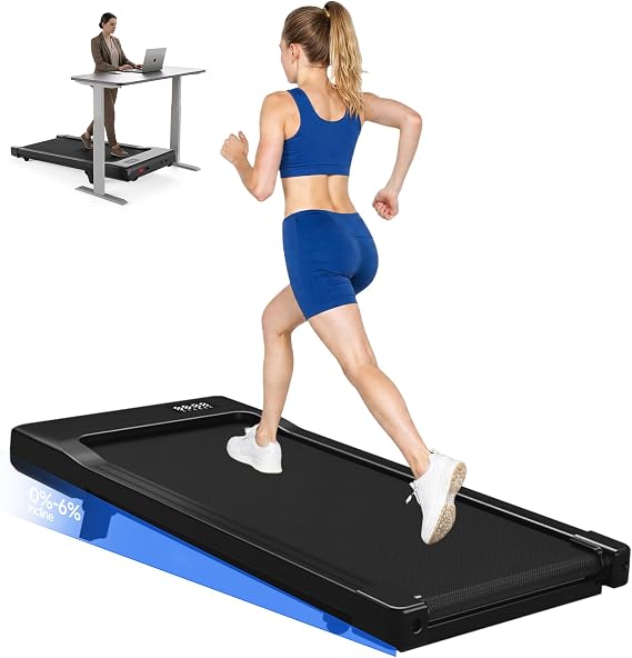 SupeRun Walking Pad with Incline, 3 in 1 Under Desk Treadmill for Home/Office, 2.5 HP Quiet Portable Mini Treadmill with Remote & LED Display, 300 LBS Capacity, Black